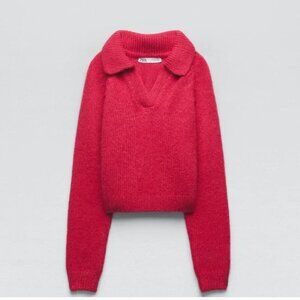 Pink Cropped Zara Knit Sweater
